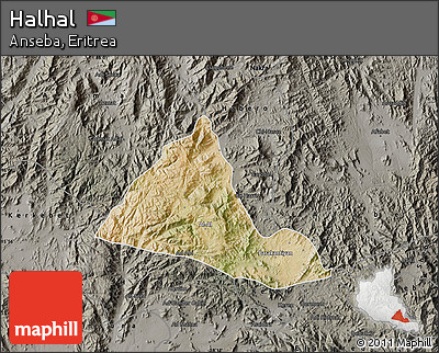 Satellite Map of Halhal, darken, semi-desaturated