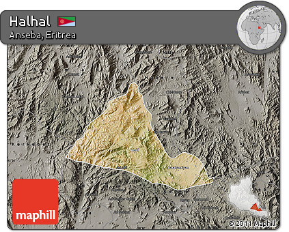 Satellite Map of Halhal, darken, semi-desaturated