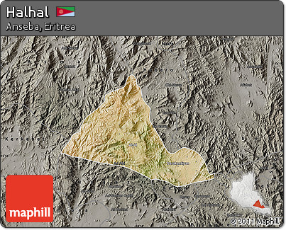 Satellite Map of Halhal, darken, semi-desaturated