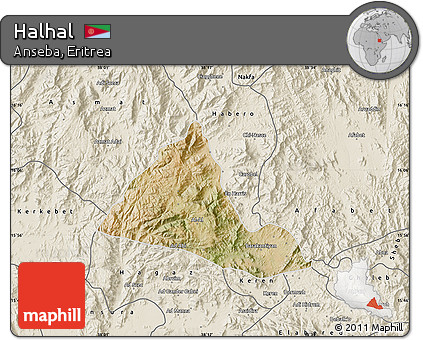 Satellite Map of Halhal, shaded relief outside