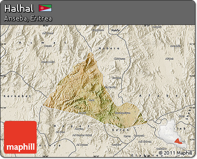 Satellite Map of Halhal, shaded relief outside