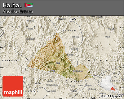 Satellite Map of Halhal, shaded relief outside