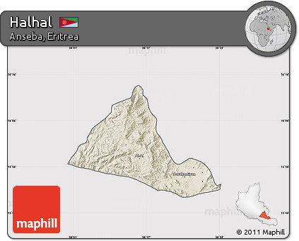 Shaded Relief Map of Halhal, cropped outside