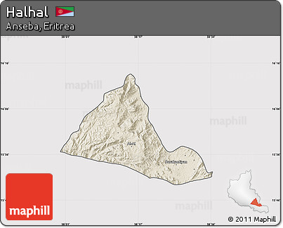 Shaded Relief Map of Halhal, cropped outside