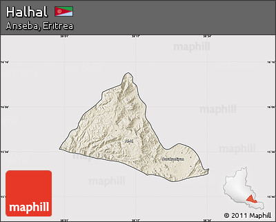 Shaded Relief Map of Halhal, cropped outside