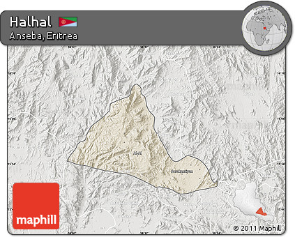 Shaded Relief Map of Halhal, lighten, semi-desaturated