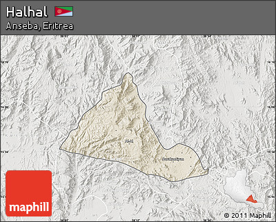 Shaded Relief Map of Halhal, lighten, semi-desaturated