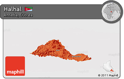 Political Panoramic Map of Halhal, cropped outside