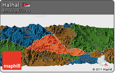 Political Panoramic Map of Halhal, darken