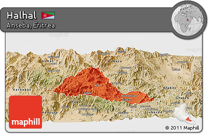 Political Panoramic Map of Halhal, satellite outside