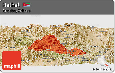 Political Panoramic Map of Halhal, satellite outside