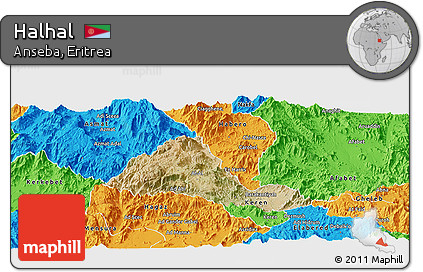 Satellite Panoramic Map of Halhal, political outside