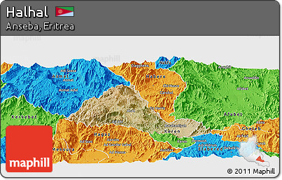 Satellite Panoramic Map of Halhal, political outside
