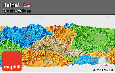 Satellite Panoramic Map of Halhal, political outside