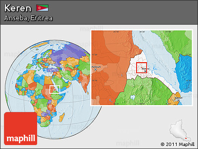 Political Location Map of Keren, highlighted country