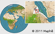 Satellite Location Map of Keren, highlighted country, highlighted parent region, within the entire country