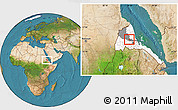Satellite Location Map of Keren, highlighted country, highlighted parent region