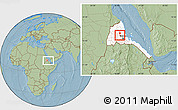 Savanna Style Location Map of Keren, highlighted country, within the entire country, hill shading