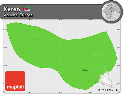 Political Simple Map of Keren, single color outside