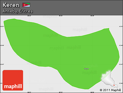 Political Simple Map of Keren, single color outside