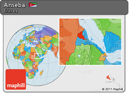 Political Location Map of Anseba, within the entire country