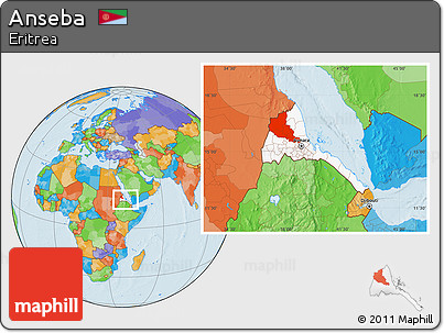 Political Location Map of Anseba, highlighted country, within the entire country