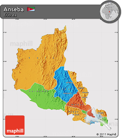 Political Map of Anseba, cropped outside