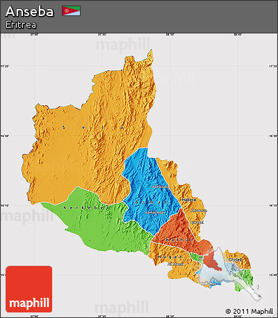 Political Map of Anseba, cropped outside