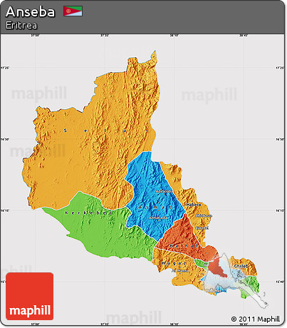 Political Map of Anseba, cropped outside