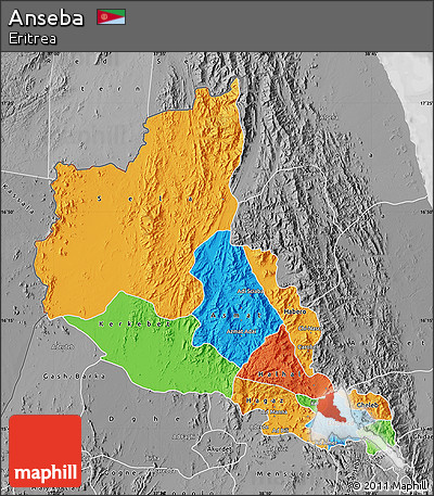 Political Map of Anseba, desaturated