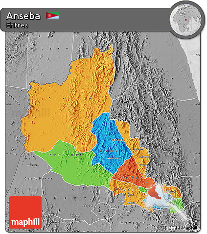 Political Map of Anseba, desaturated