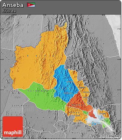 Political Map of Anseba, desaturated