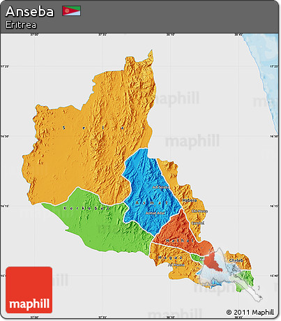 Political Map of Anseba, single color outside