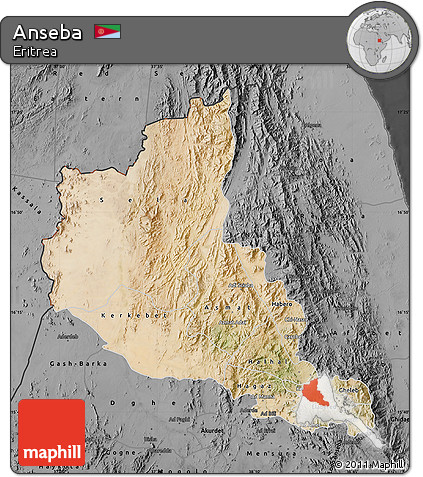 Satellite Map of Anseba, darken, desaturated