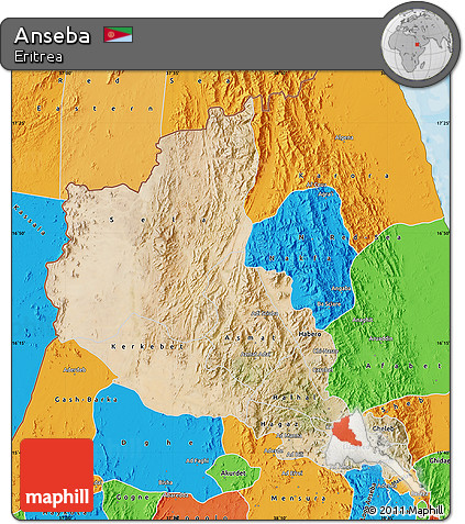 Satellite Map of Anseba, political outside