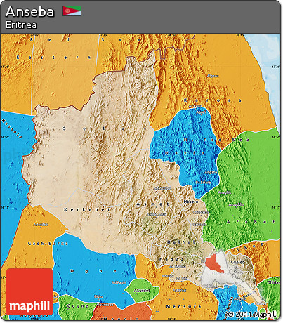 Satellite Map of Anseba, political outside
