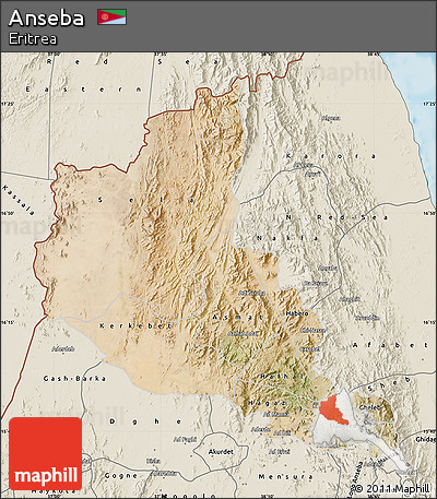 Satellite Map of Anseba, shaded relief outside