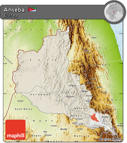 Shaded Relief Map of Anseba, physical outside