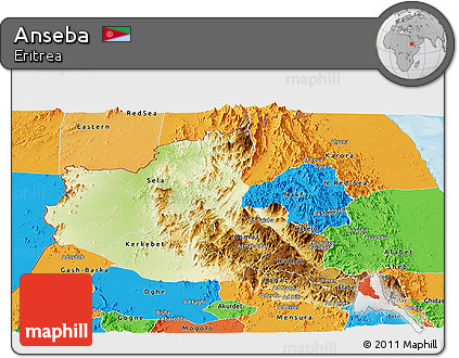 Physical Panoramic Map of Anseba, political outside