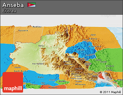 Physical Panoramic Map of Anseba, political outside
