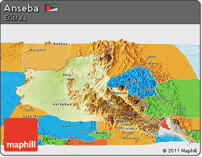 Physical Panoramic Map of Anseba, political outside