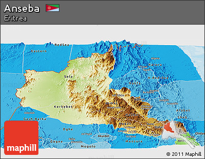 Physical Panoramic Map of Anseba, political shades outside