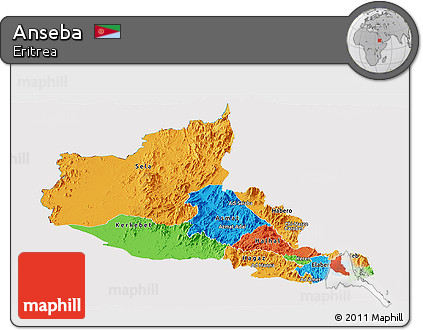Political Panoramic Map of Anseba, cropped outside