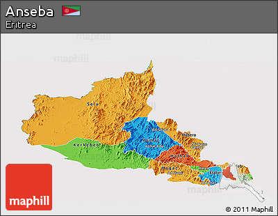 Political Panoramic Map of Anseba, cropped outside