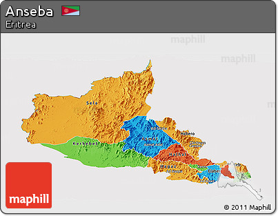 Political Panoramic Map of Anseba, cropped outside