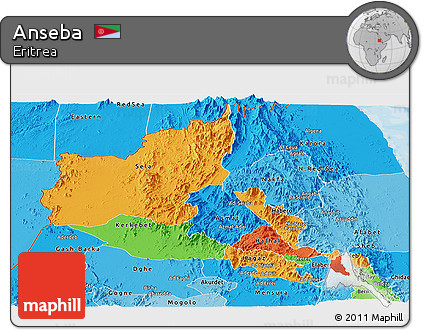 Political Panoramic Map of Anseba, political shades outside