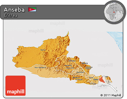 Political Shades Panoramic Map of Anseba, single color outside
