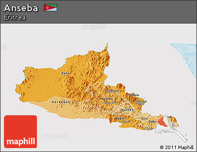 Political Shades Panoramic Map of Anseba, single color outside