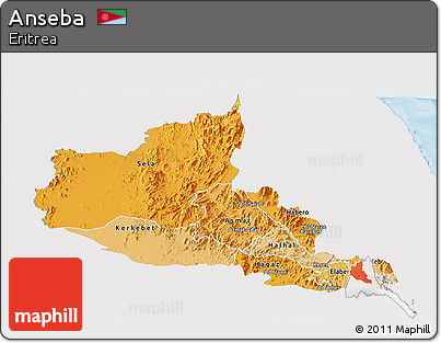 Political Shades Panoramic Map of Anseba, single color outside