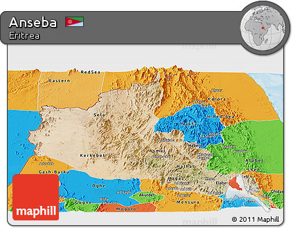 Satellite Panoramic Map of Anseba, political outside